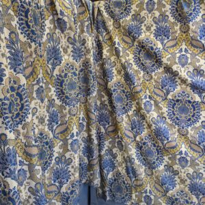 Rich & Flamboyant Vintage Brocade Church Curtains with Gold, Blue & Deep Cream Foliate Designs (SOLD)