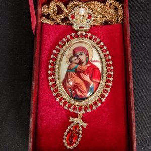 Russian Orthodox Church Priest's Madonna Our Lady Icon Medal Pendant Necklace (SOLD)