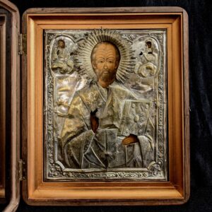 Top Quality Large Antique Cased Russion Icon of Nicholas 'The Miracle Worker' (SOLD)