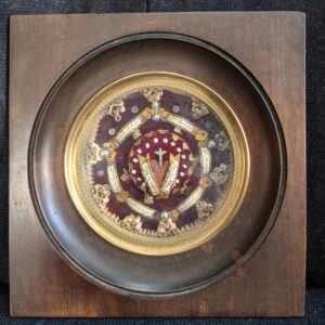 Antique French Reliquary with 8 Relics Housed in a Walnut & Glass Frame (SOLD)
