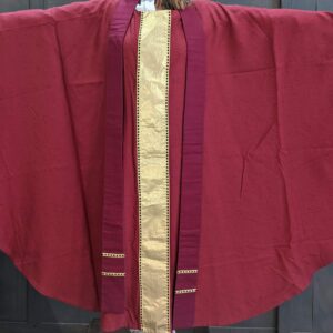 Very Large Maroon Chasuble Lined with Bright Red Silk, Large Gold Orphrey & Stole
