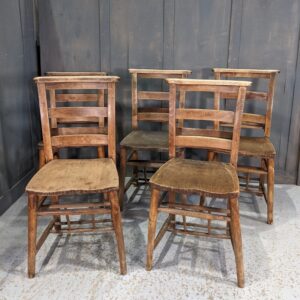 Set of 5 Double Ladderback Antique Beech Church Chapel Chairs with Racks 'Z' (SOLD)