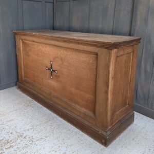 Large Vintage Oak Box Altar with Inlaid Black & White Cross (SOLD)