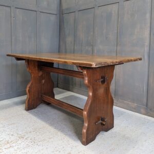 Vintage Solid & Heavy Oak Slab Ended Refectory Table (SOLD)