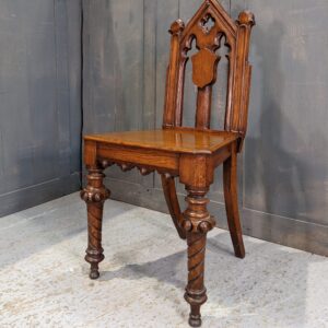 Small Antique Gothic Oak Clergy Chair with Marvellous Legs (SOLD)