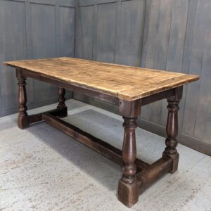 Antique Three Plank Oak Refectory Dining Table with 'Cannon' Legs (SOLD)