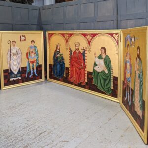 Outsize Handpainted Golden Triptych with Christ & Saints (SOLD)