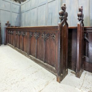 Very Large Run of Carved Antique Church Gothic Frontages Panels Panelling in Pine (SOLD)