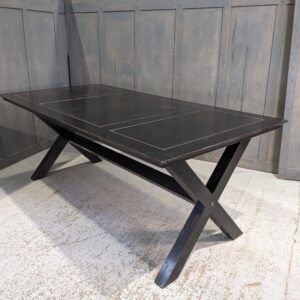 Black Lacquer Refectory Table with X Frame Legs (SOLD)