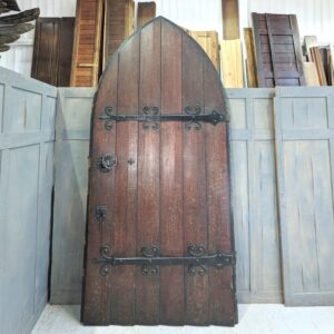 Fantastic Solid Oak Antique Arched Church Door with Full Metalwork (SOLD)