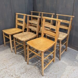 Harlequin Set of 6 Pale Elm & Beech Ladderback Church Chapel Chairs 'I' (SOLD)