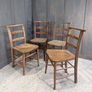 Harlequin Set of 4 Antique Ladderback Elm & Beech Church Chapel Chairs III (SOLD)