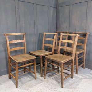 Harlequin Set of 5 Dimple Top Ladderback Elm & Beech Church Chapel Chairs IV (SOLD)