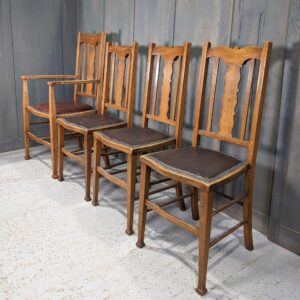 Part Set of 4 Antique Arts & Crafts Oak Chairs (SOLD)