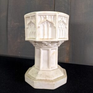 Small Vintage Gothic Bisque China Baptismal Church Table Font (SOLD)