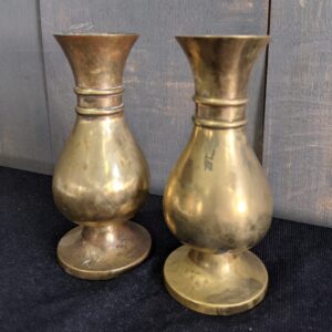Pair of Nice Jones & Willis Antique Smaller Size Brass Church Flower Vases (SOLD)