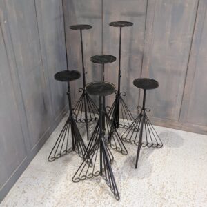 Set of 6 Modern Adjustable Black Steel Church Plant Stands (SOLD)