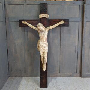 Very Large Distressed Antique Plaster & Oak Crucifix (SOLD)