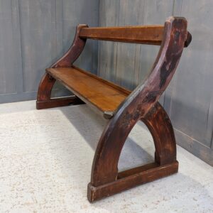 Antique Pine Scottish 'Y' Ended Church Chapel Bar Back Bench (SOLD)