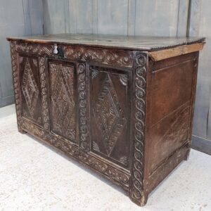 Extra Large & Tall 17th Century Carved Oak Coffer (SOLD)