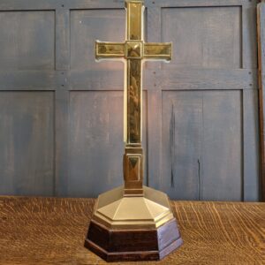 Unusual Art Deco 1930's Vintage Illuminated Brass Altar Cross (SOLD)