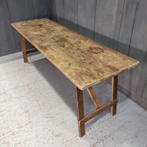 Simple Vintage Canadian Oak Folding Leg Trestle Tables (SOLD)