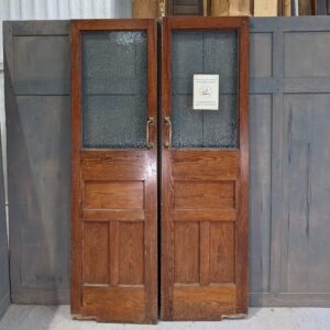 Pair of Pitch Pine Edwardian Antique Glazed Church Doors (SOLD)