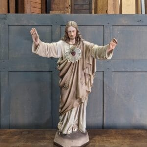 Very Heavy Medium to Large French Statue of Christ the Sacred Heart Redeemer (SOLD)