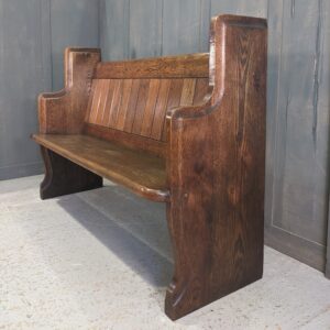 St George's Boscombe Heavy & Substantial Vintage Flush Against Wall Solid Oak Pew (SOLD)