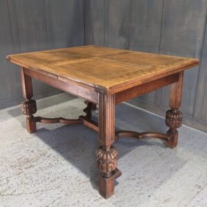 Ten Seater 1930's Vintage Carved Larger Size Oak Draw Leaf Dining Table (SOLD)