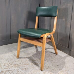1967 Vintage Green Vinyl & Beech Ply Stacking Chairs (SOLD)