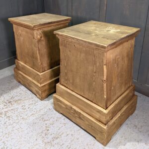 Pair of Simple Squat Pine Heavy Statue Plant Stands (SOLD)