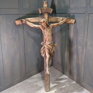 Large Nearly Life Size Carved Wooden Oberammergau Crucifix (SOLD)