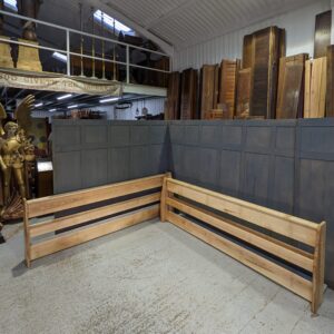 Pair of Long Modern Hardwood Altar Rails Choir Fronts Pew Fronts with Fold Up Kneelers (SOLD)