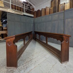Pair of 1900's Medium to Dark Oak Choir Fronts Panels with Simple Gothic Design (SOLD)