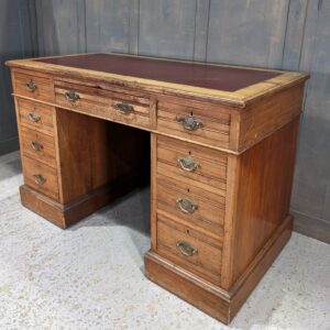 Late Victorian Boxwood Office Desk with Recently Replaced Rexene Top (SOLD)
