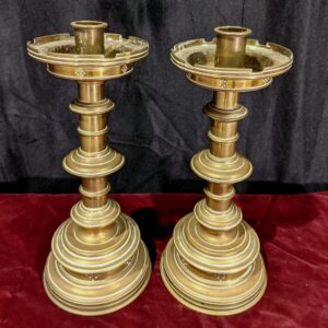 Good Quality Antique Victorian Brass Church Altar Candlesticks (SOLD)