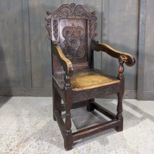 Victorian 17th Century Style Antique Oak Wainscot Church Chair (SOLD)