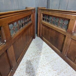 Pair of Long 1876 Simple Gothic Oak Choir Fronts Panels Panelling from St Mary's Ely (SOLD)