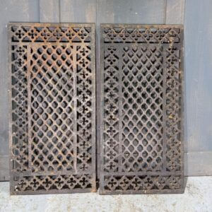 Two Smaller 'Framed' Antique Cast Iron Church Grills Gratings Panels (SOLD)