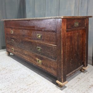 Highly Unusual 1900's Pitch Pine Three Sided Long & Narrow Plan Textile Chest (SOLD)