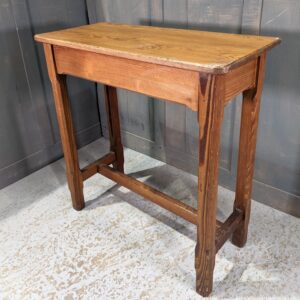 Small Victorian Pitch Pine Credence Table with Refectory Stretcher (SOLD)