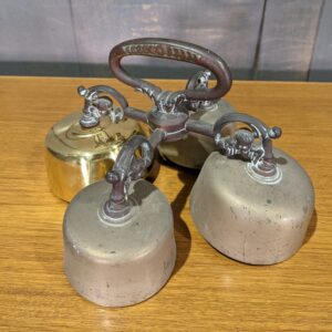 Antique Brass Four Bell Sanctus Bell Sacrin Chime Set with Putti Angels