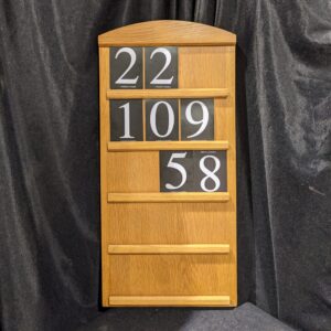 Simple Solid & Heavy Oak Five Hymn Hymn Board with Numbers (SOLD)