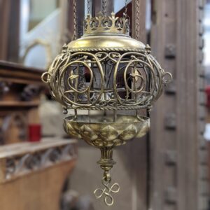 Fantastic Antique Outsize Brass Pulley Operated Sanctuary Vigil Lamp (SOLD)