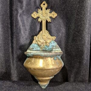 Charming Antique French Brass Holy Water Piscnia Stoup with Angels (SOLD)