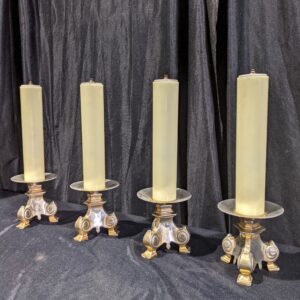 Set of 4 Oil Powered Church Altar Brass Candlesticks (SOLD)