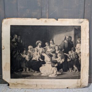 'Christ Blessing Little Children' Very Large Distressed Victorian Lithograph (SOLD)
