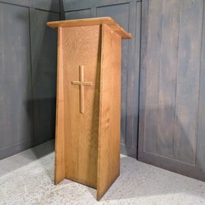 Solid Oak Mid Century Reading Desk Lectern Ambo with Cross (SOLD)