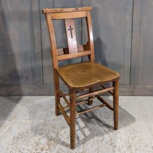 Oxford Square Top Vintage Elm & Beech Cross Back Church Chapel Chairs (SOLD)